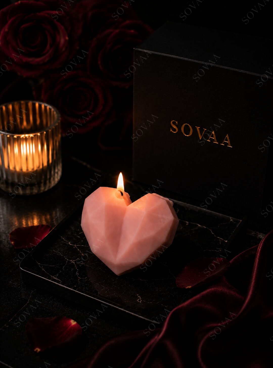 Pink Geometric Heart Candle