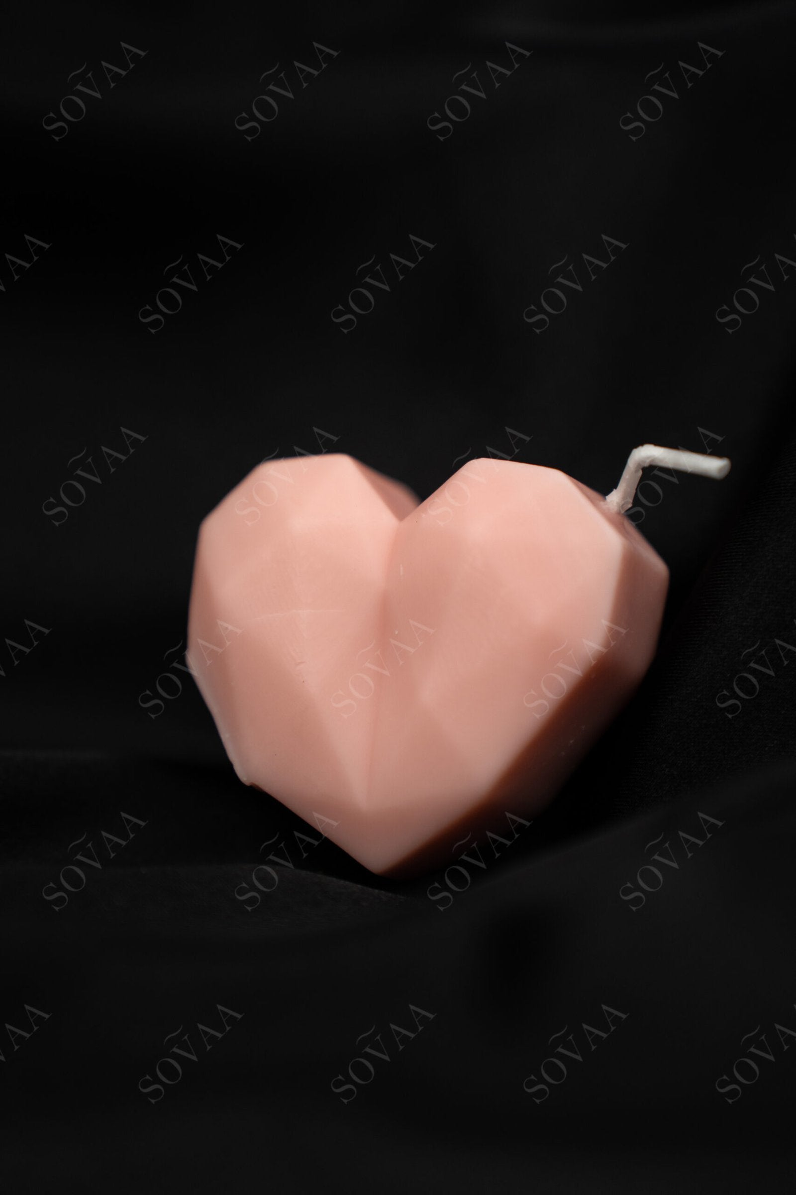 Pink Geometric Heart Candle