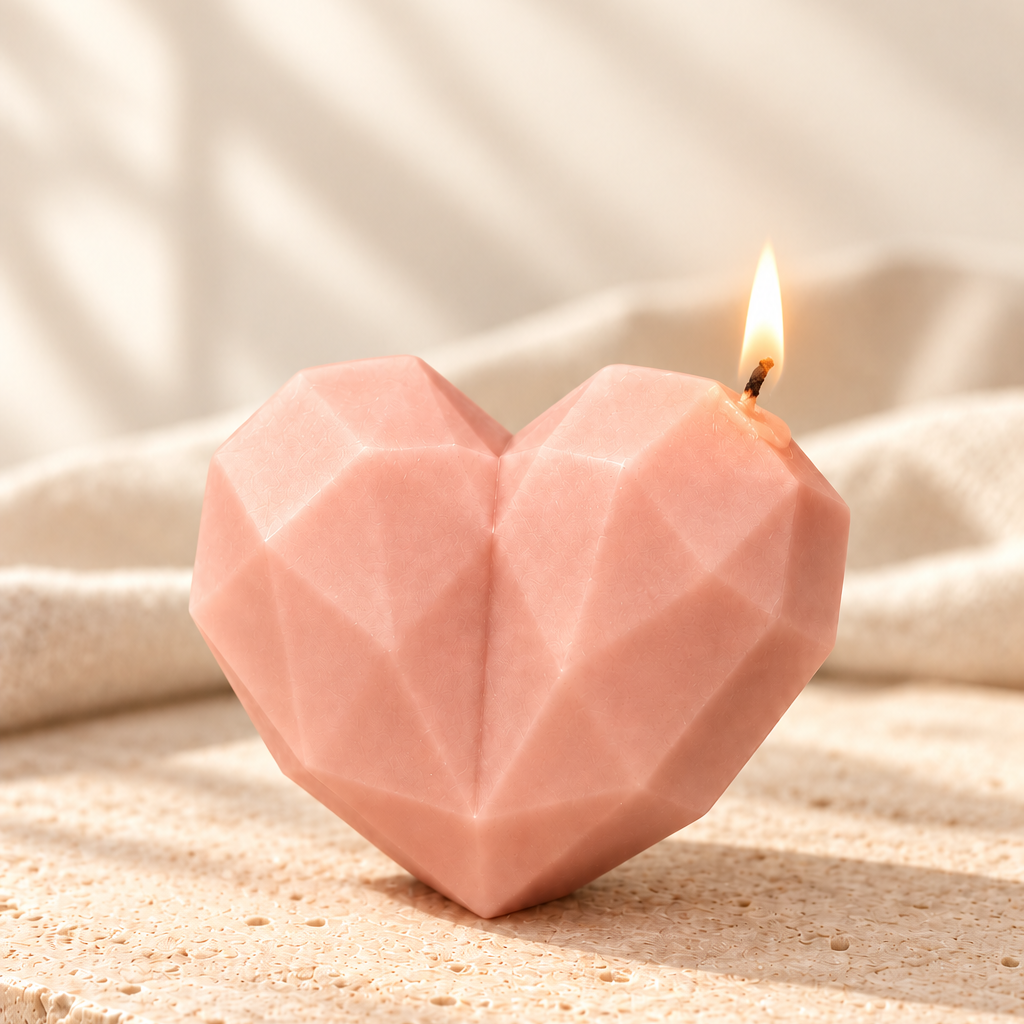 Geometric Heart Candle