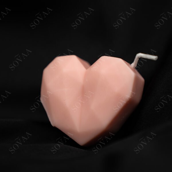 Pink Geometric Heart Candle – romantic decorative candle in modern heart shape, perfect for gifts and special occasions